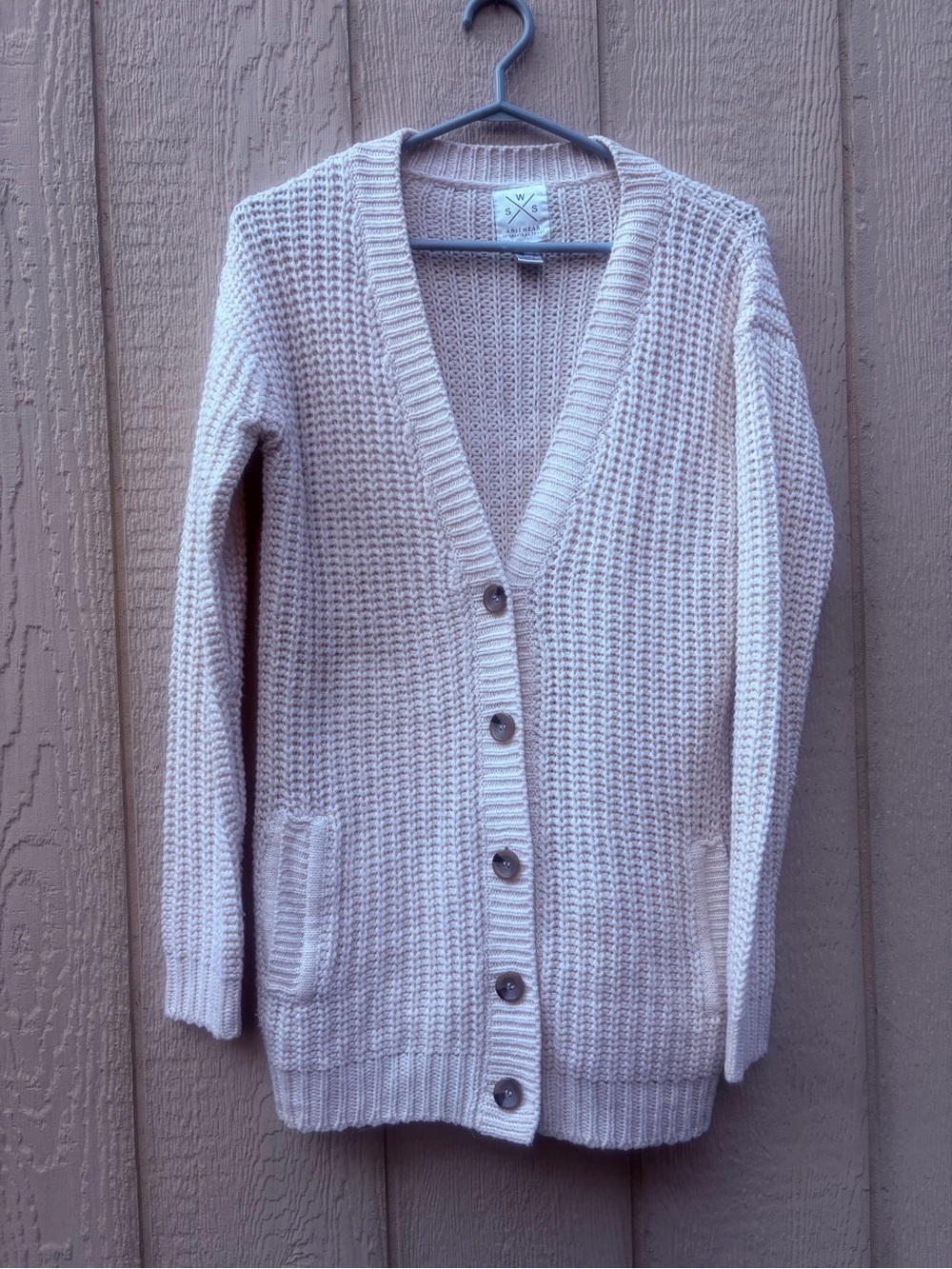 Knit Button Down Cardigan Sweater - Light Cream